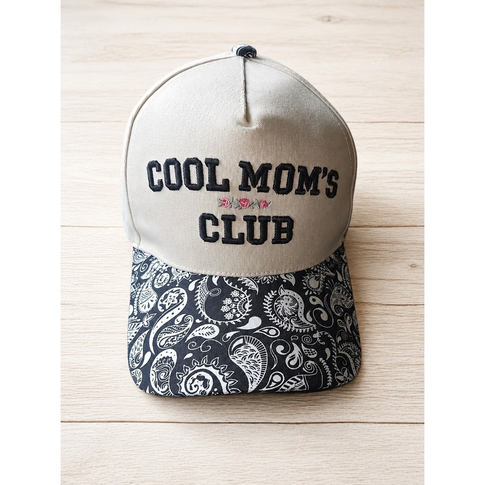 Zenana Cool Mom's Club Hat Beige Paisley Brim Embroidered Snapback Cap New